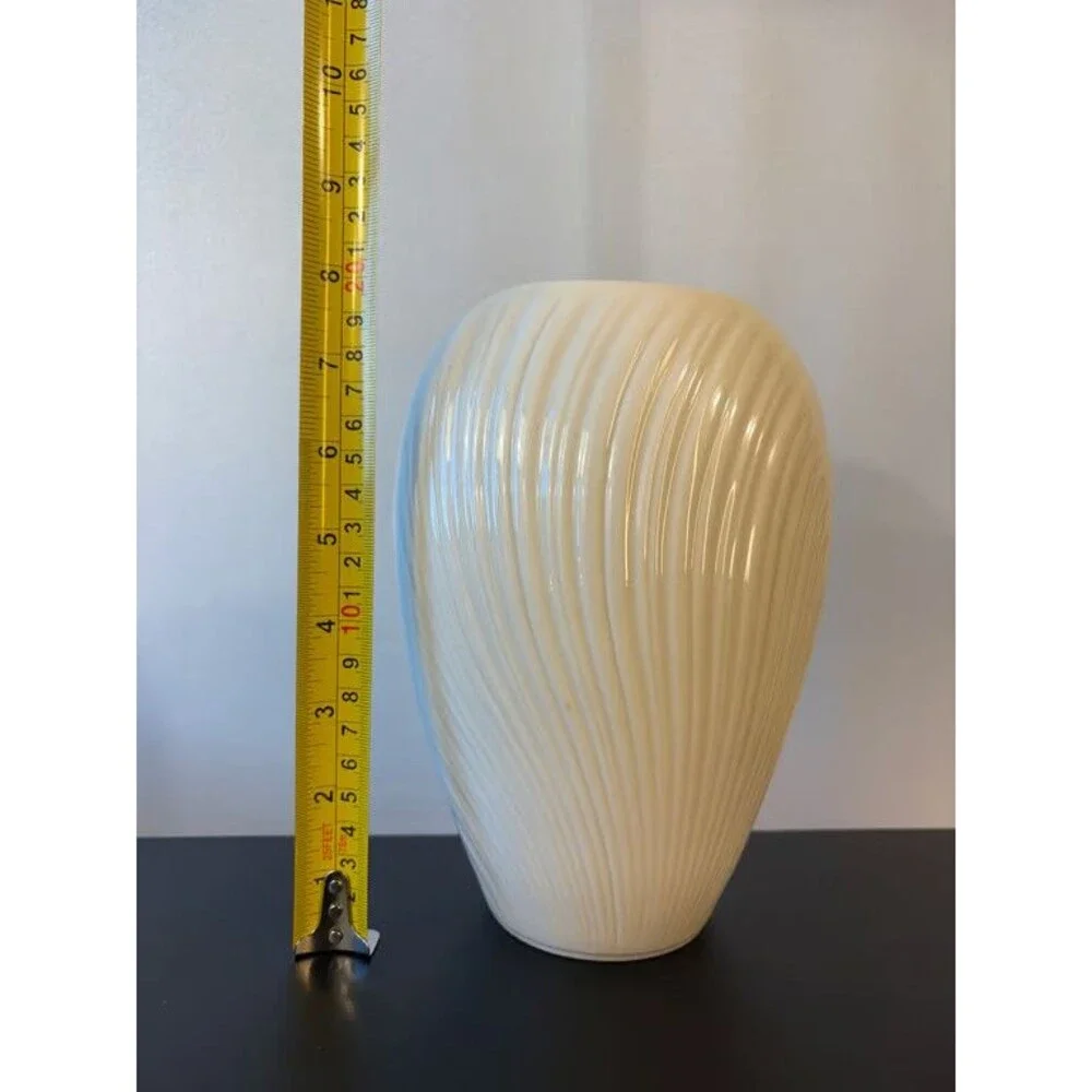 Lenox Cream Ribbed Ovoid Vase Swirled Fluting Ivory Porcelain Made in USA